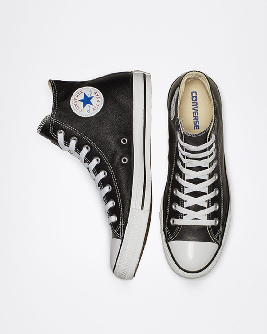 Dámské Boty Vysoké Converse Chuck Taylor All Star Læder Černé | CZ OYEH90